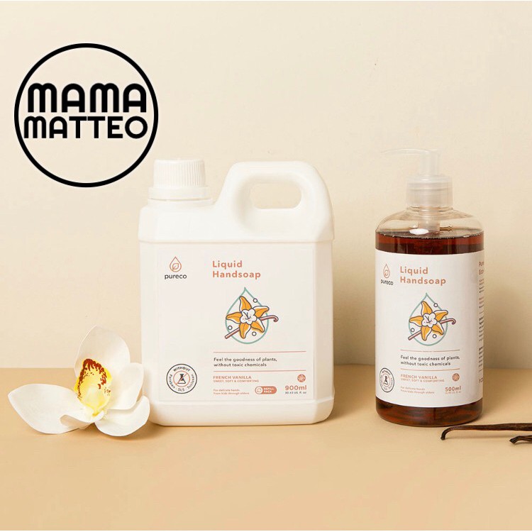 PURECO Liquid Handsoap Vanilla 900ml Sabun Cuci Tangan Refill Size