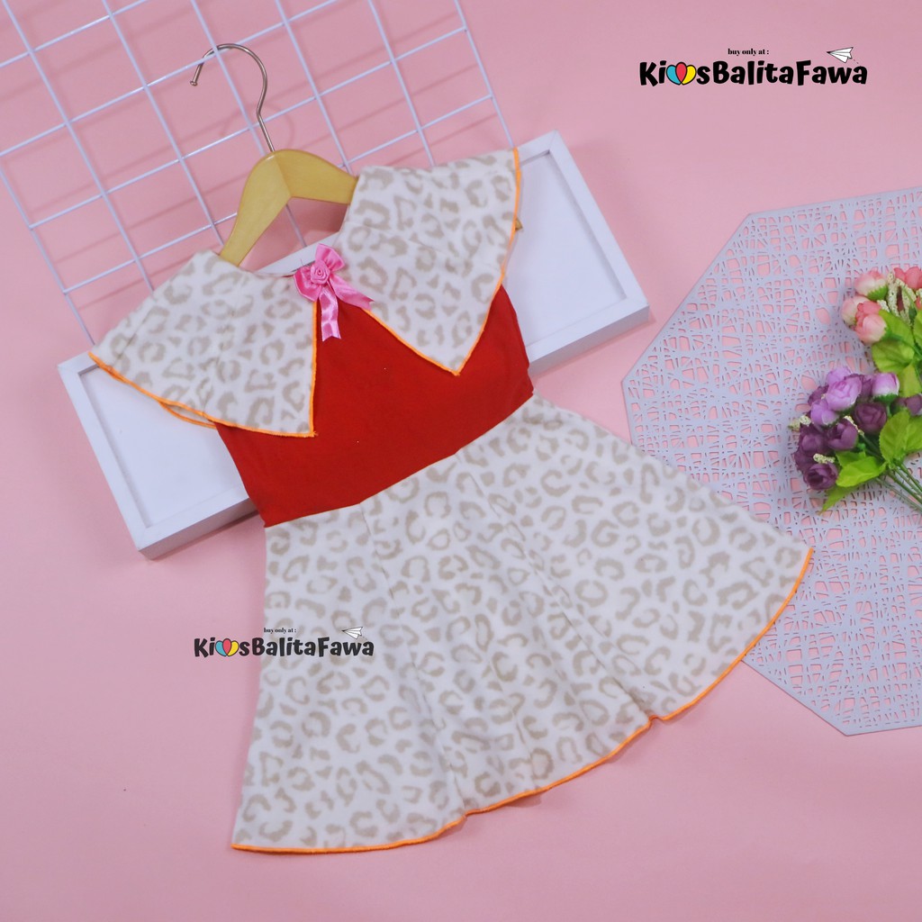 (BAHAN BLUDRU) Dress Yolla size 1-2 Tahun / Dres Cape Anak Perempuan Murah Baju Kensi Cewek Natal