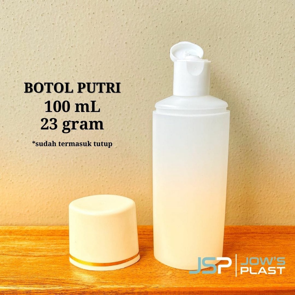 BOTOL PUTRI 100 ML NATURAL TUTUP PUTIH LIST GOLD / BOTOL SABUN 100 ML / BOTOL PUTRI 100 ML