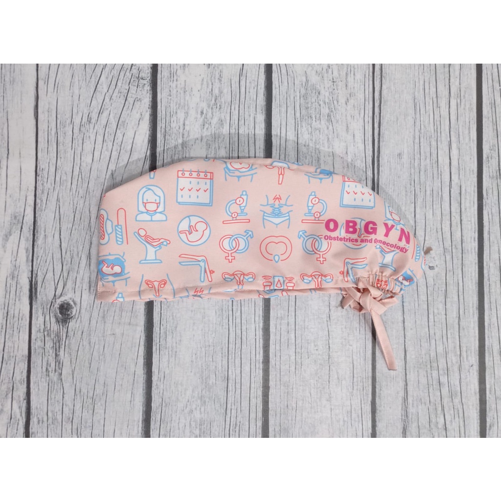Headcap Bermotif OBGYN / head cap bedah dokter / headcaptain Perawat / topi bedah Bermotif / topi do