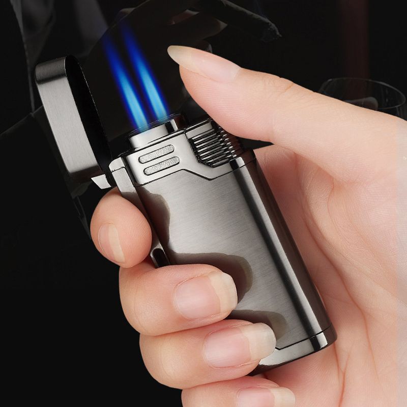 Korek Api Gas Lighter Double Jet - Metallic Black