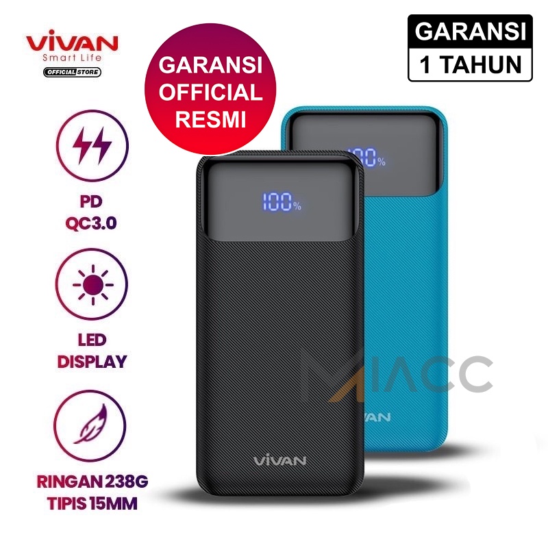 Vivan Powerbank 20W 10000mAh PD Quick Charge LED Power Bank VPB-X10