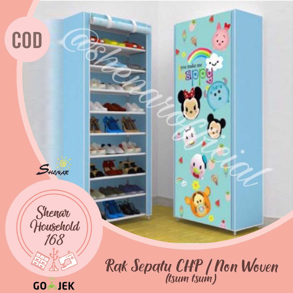 SHENAR RAK SEPATU / SHOE RACK 10 SUSUN / RAK   SERBAGUNA / RAK SEPATU MOTIF KARTUN (2KG)