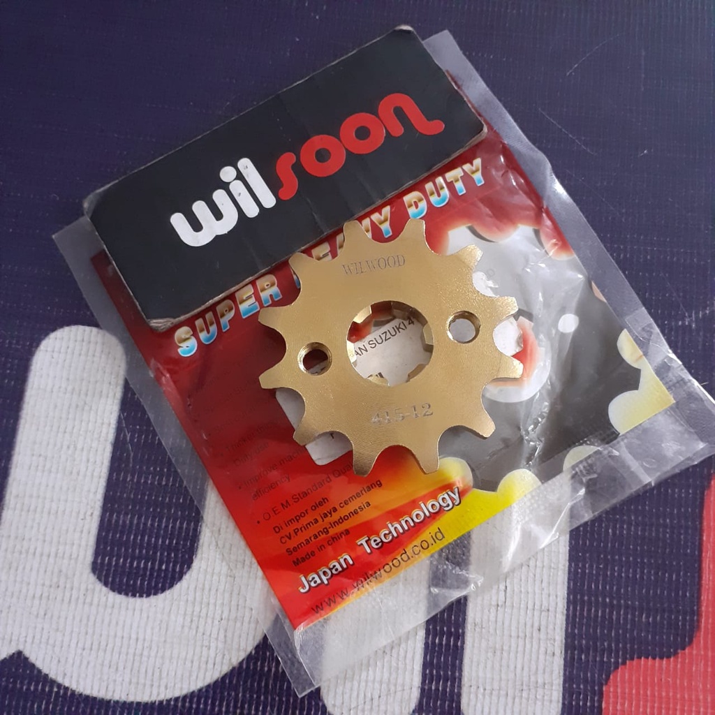 Gir Gear Depan / Front Sprocket Racing Suzuki Smash / Shogun / Satria 2T 415 - 12T Wilwood Gold Baja