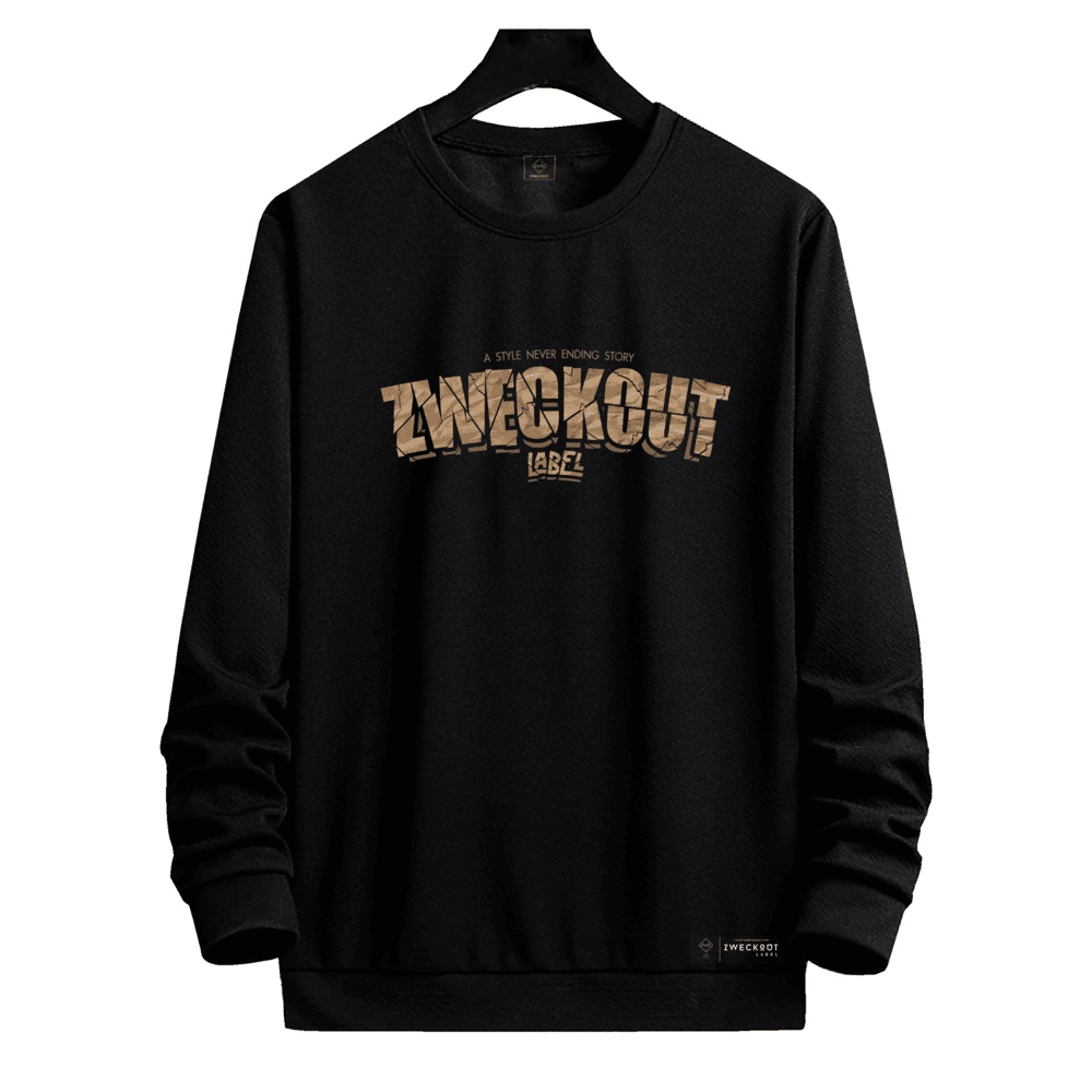 ZWECKOUT LABEL - Sweater Crewneck Pria Oversize Hitam