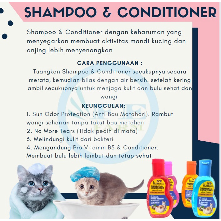 Shampo Hewan Shampoo &amp; Conditioner Kucing Anjing Gel Botol 55ML