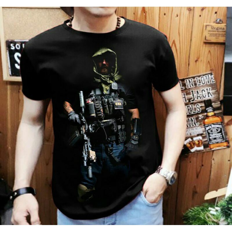 Kaos Pria Lengan Pendek / Sniper Real / UK L-XL / Shalch Trendy