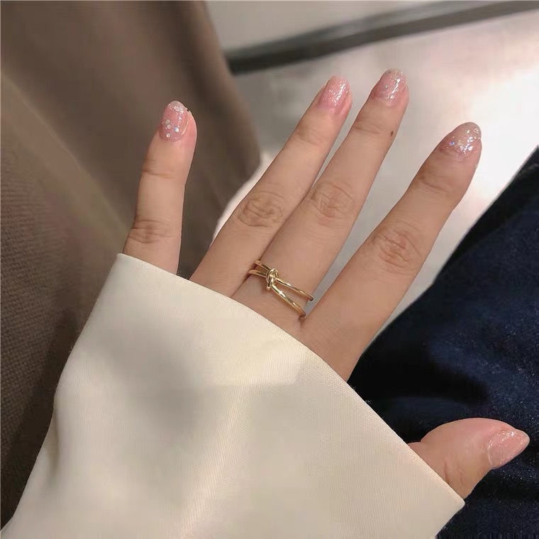 Cincin Model Terbuka Desain Simpul Gaya Simple Kreatif Untuk Wanita