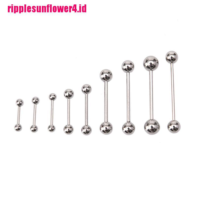 10 Pcs Cincin Puting Lidah Bentuk Barbel Bahan Stainless steel