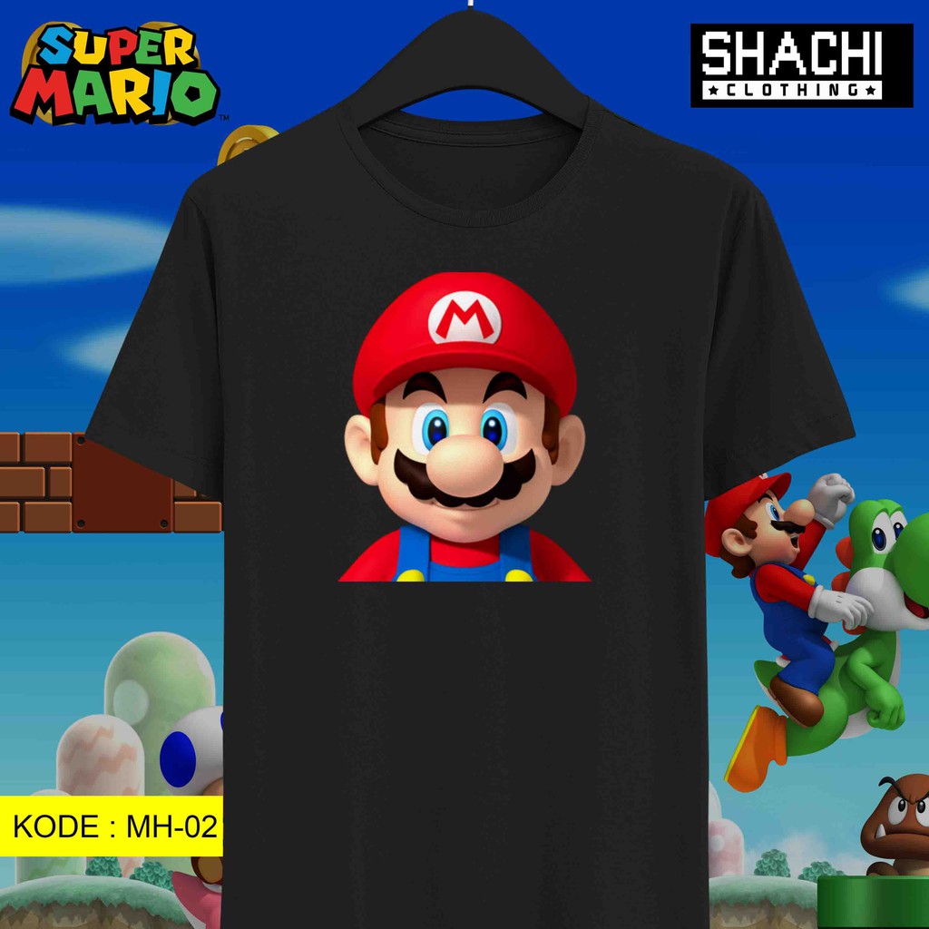 T Shirt Kaos Game Jadul SUPER MARIO - MARIO BROS – MH02 – Premium Black NSA
