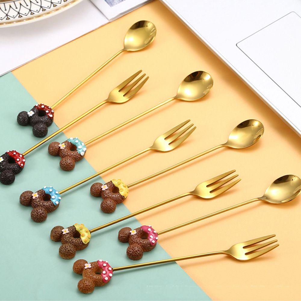 [Elegan] Sendok Kopi Hadiah Anak Kue Permen Es Krim Mini Stainless Steel Aduk Kartun Dessert Spoon Sendok Teh