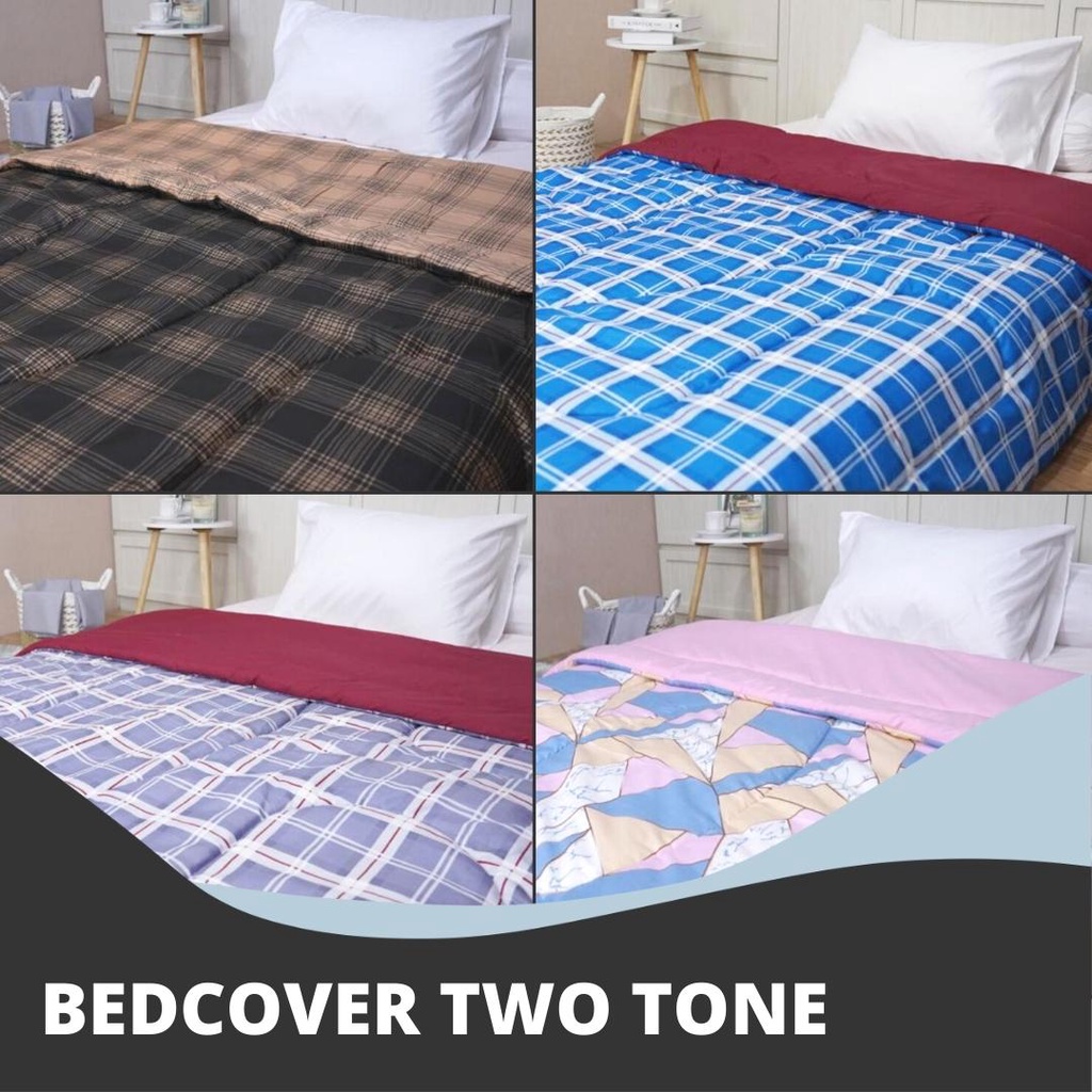 Two Tone Bedcover Only / Bedcover Saja Sandy Collection Ukuran Double 210x230cm - Bloom Series