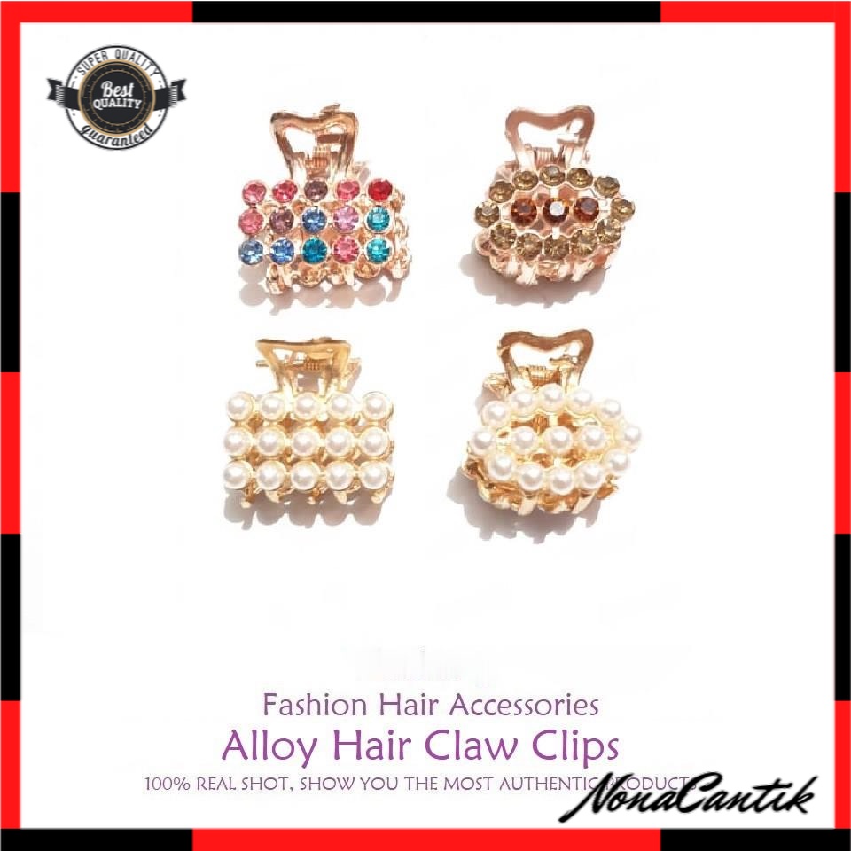 Jedai Logam 2.5cm ala Korea Wanita Dewasa Permata Mutiara Warna Gold Jepit Rambut Alloy Jepitan Poni Elegan Hair Claw Clips