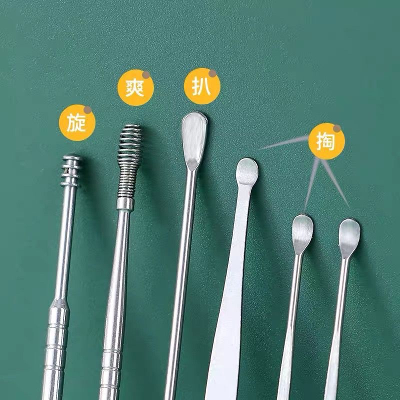 ALAT PEMBERSIH PERAWATAN TELINGA / KOREK KUPING STAINLESS STEEL / EAR CLEANER SET 6 PCS JRW0054