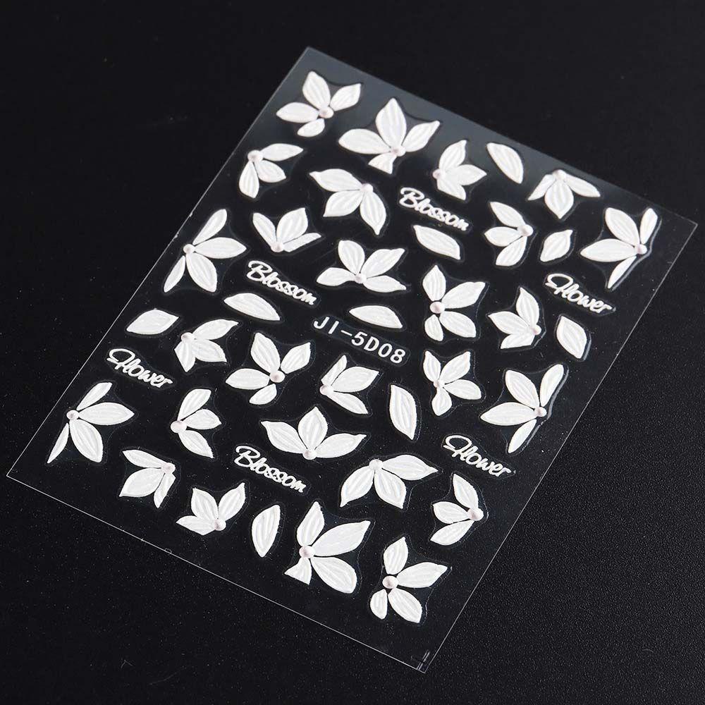 Mxbeauty Bunga Stiker Kuku Fashion Manicure Aksesoris Alfabet Inggris Daun Nail Art Dekorasi