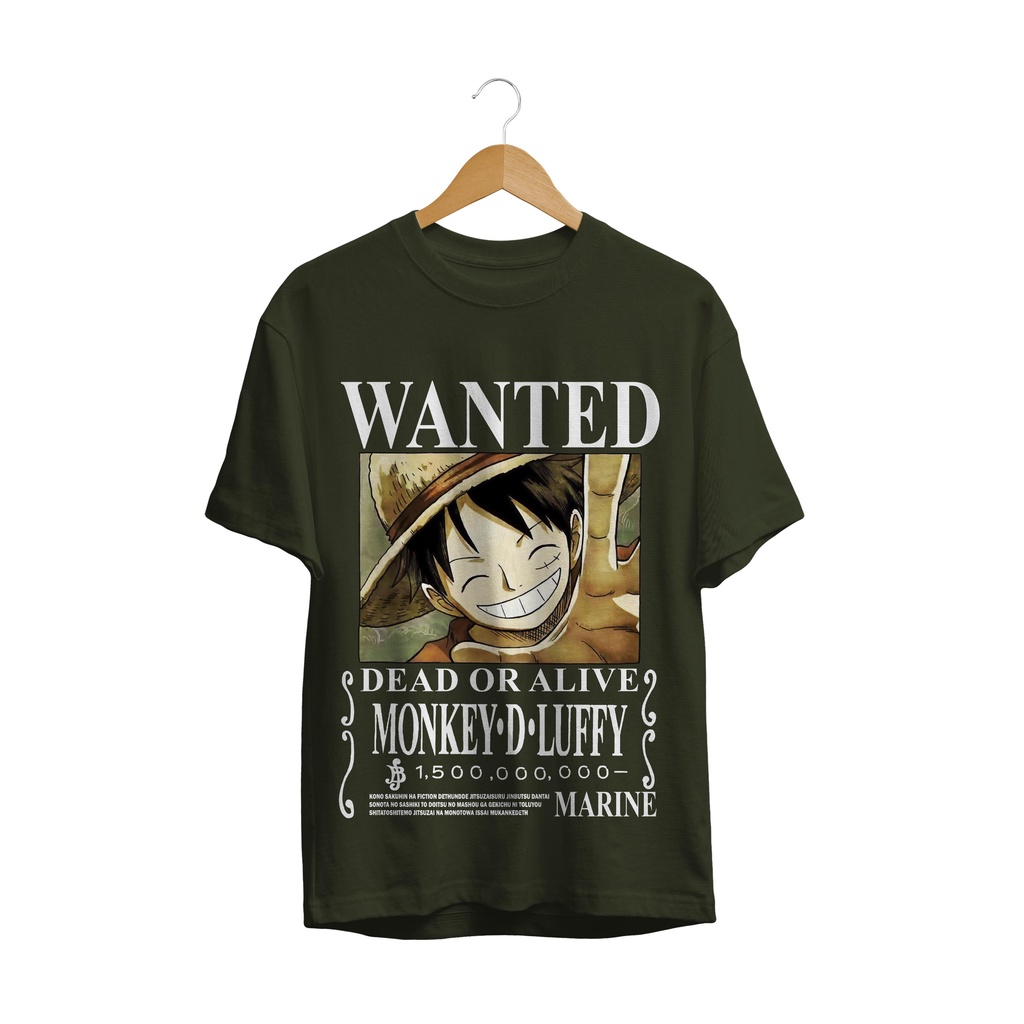 T-SHIRT BAJU ANIME ONE PIECE WANTED LUFFY