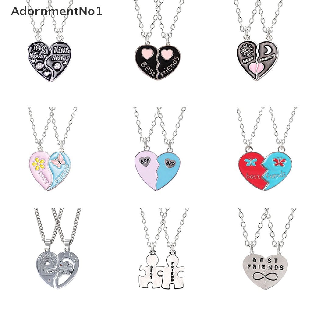 (AdornmentNo1) 2pcs / Set Kalung Rantai + Liontin Motif Tulisan Best Friends Untuk Pasangan / Pria / Wanita