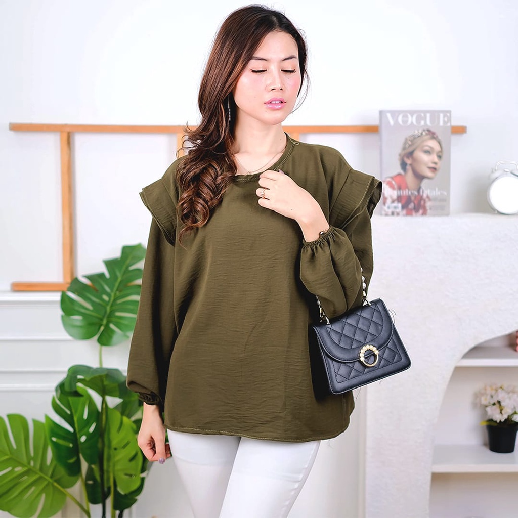 BEFAST - ZEC OOTD Blouse KAYI / Rubyy Blouse (Atasan) / Blouse Kasual / Atasan Blus Kekinian / Blouse Lengan Panjang / Fashion Kekiniaan Remaja Wanita / Blouse Termurah / Blouse Banyak Warna / Blouse Hangout