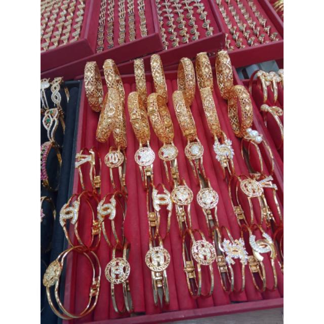 Gelang tangan india titanium gold 18k