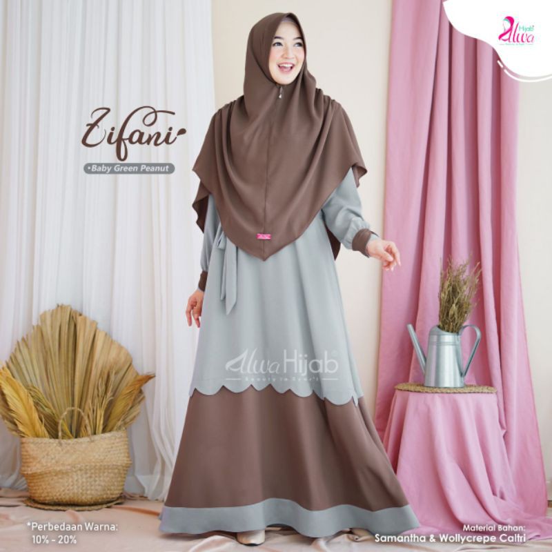 GAMIS CANTIK POLOS ASLI ZIFANI GAMIS SET Original by Alwa