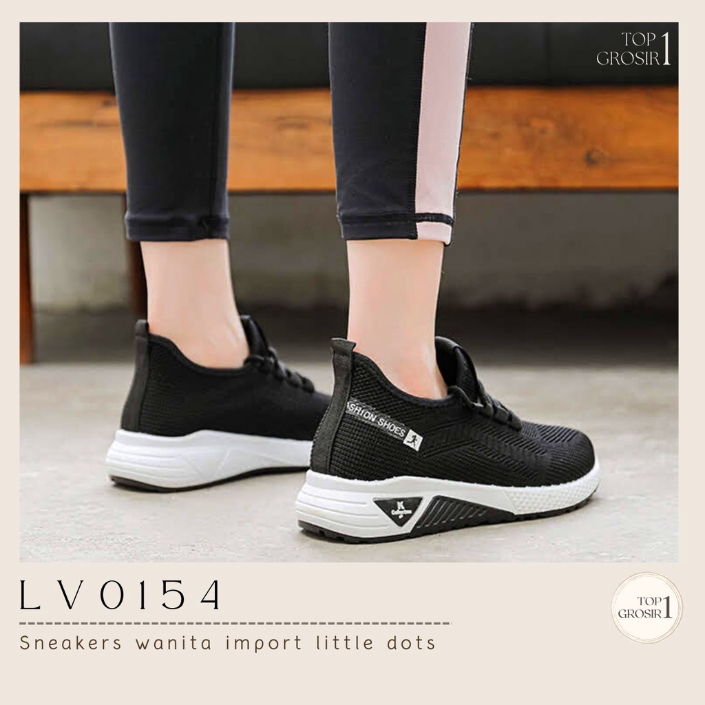 TOPGROSIR LV0154 Sneakers Sepatu Wanita Motif Dot Sport Import