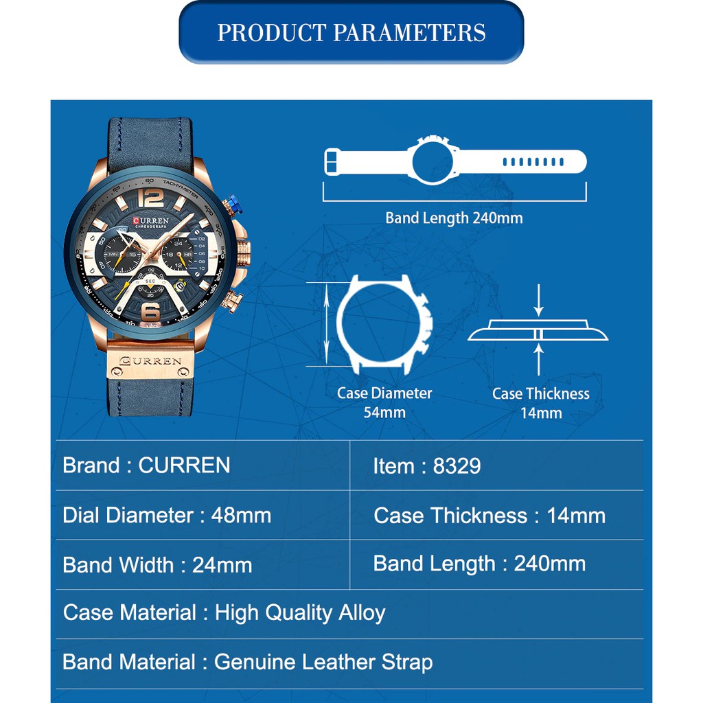 Jam Tangan Pria / Curren 8329 Date Chronograph aktif / Jam Tangan Kulit Curren Original