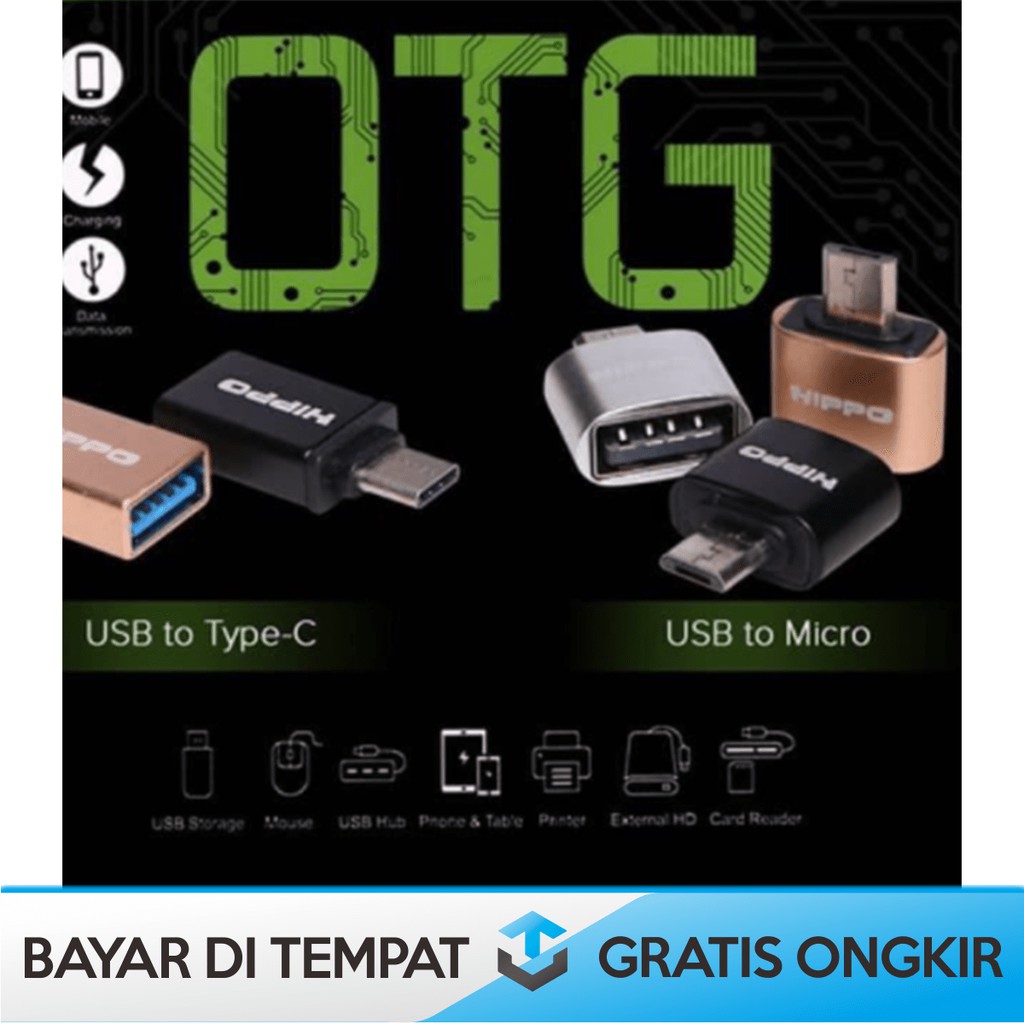 CONVERTER TYPE C HIPPO - ADAPTOR MICRO USB TO TYPE C - OTG MIKRO USB KE TYPE C UNTUK ANDROID SAMSUNG