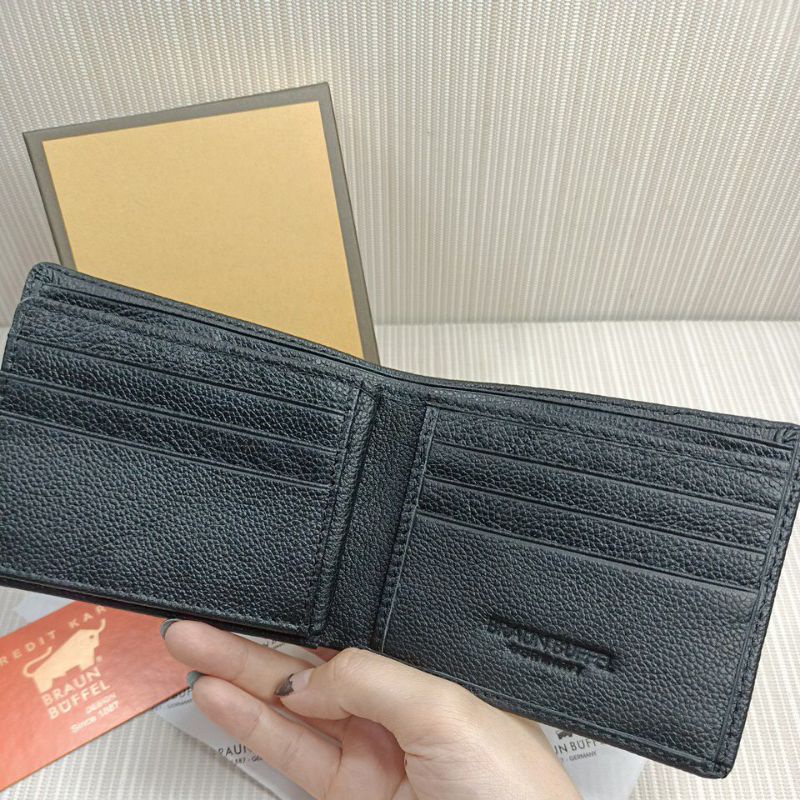 Dompet lipat pria BraunBffel logo besi kulit asli