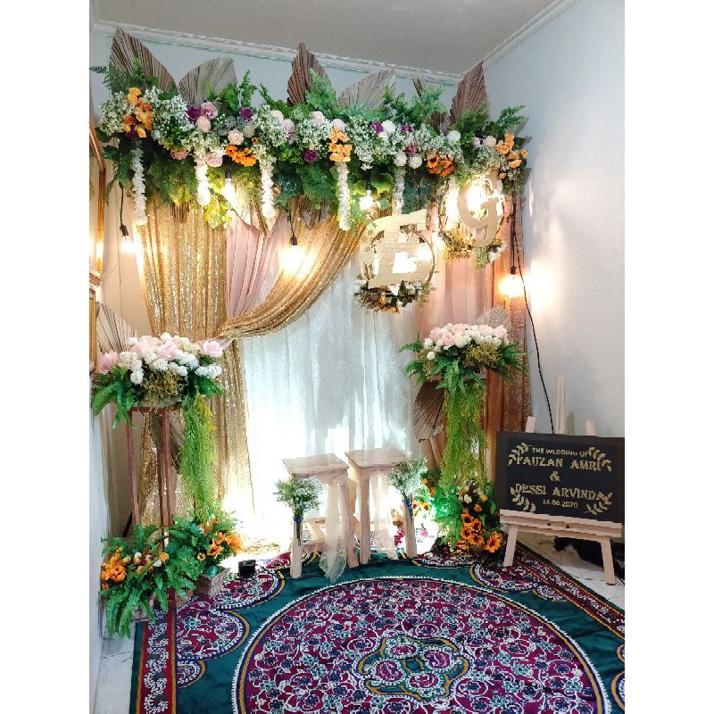 Sewa dekorasi backdrop rustic PREMIUM (TANPA MEJA AKAD LESEHAN)