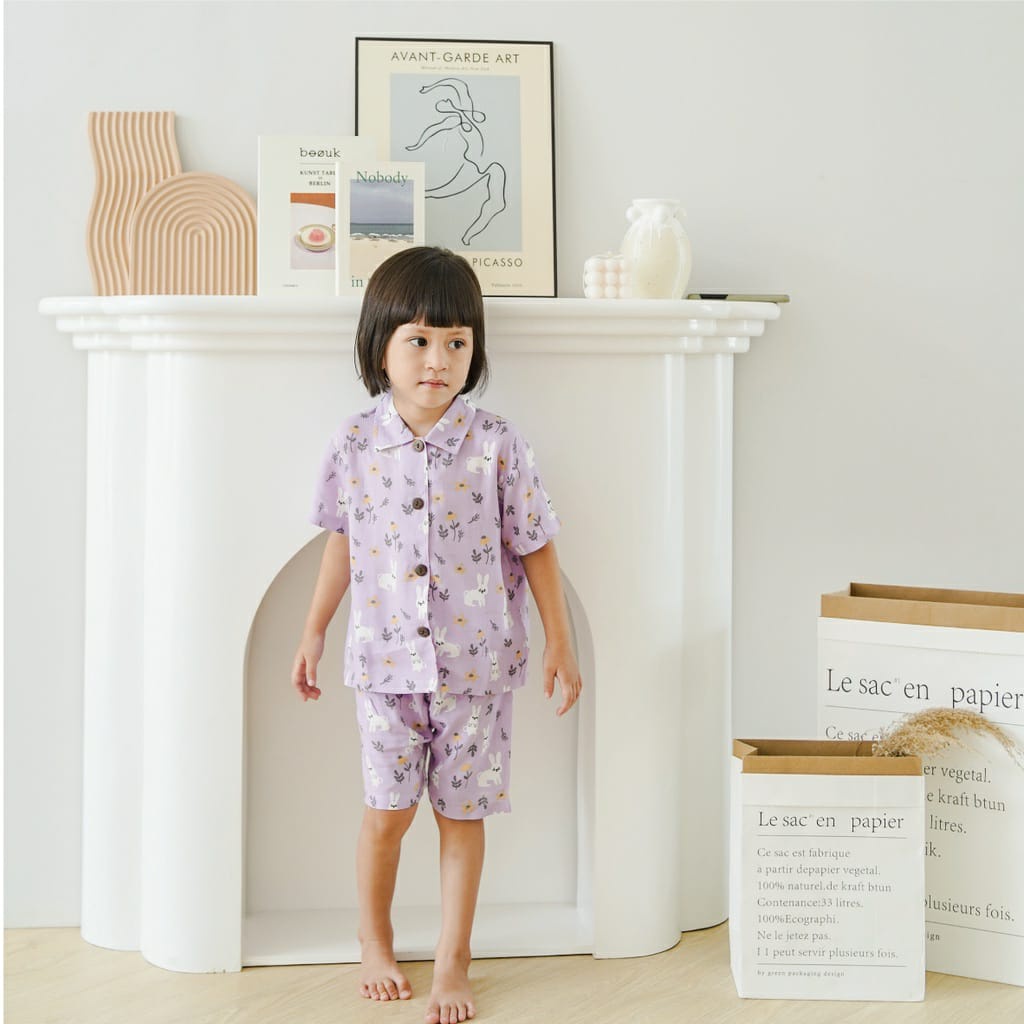 MOOI Long &amp; Short COLLAR SET Setelan Baju Pendek/ Baju Panjang Piyama