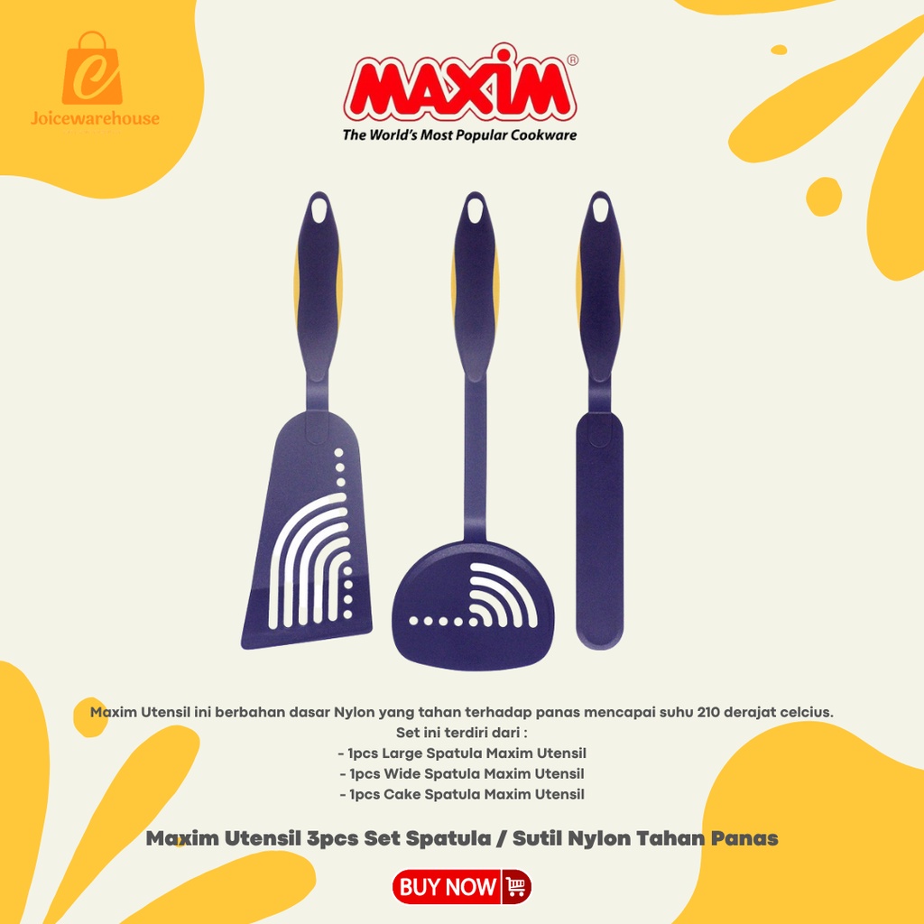 Maxim Utensil 3pcs Set Spatula / Sutil Nylon Tahan Panas