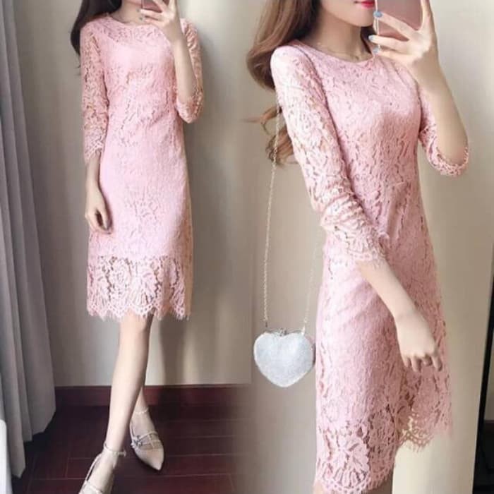 MINI DRESS GAUN PESTA TERBARU GISEL PINK SALEM  Terusan