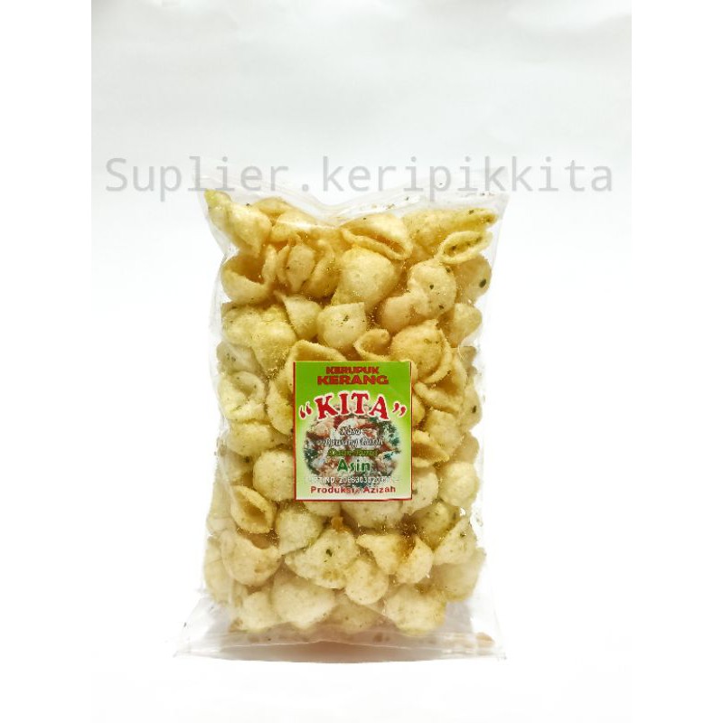 Cemilan kerupuk kerang asin kita - makanan ringan - sneck - jajanan - kerang - asin - daunjerukpurut kemasan besar