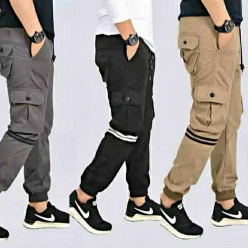 Celana Cargo Rip Jogger List Naruto Celana Kimpul Saku Samping Pinggang Karet Melar Trend Masa Kini Stylis