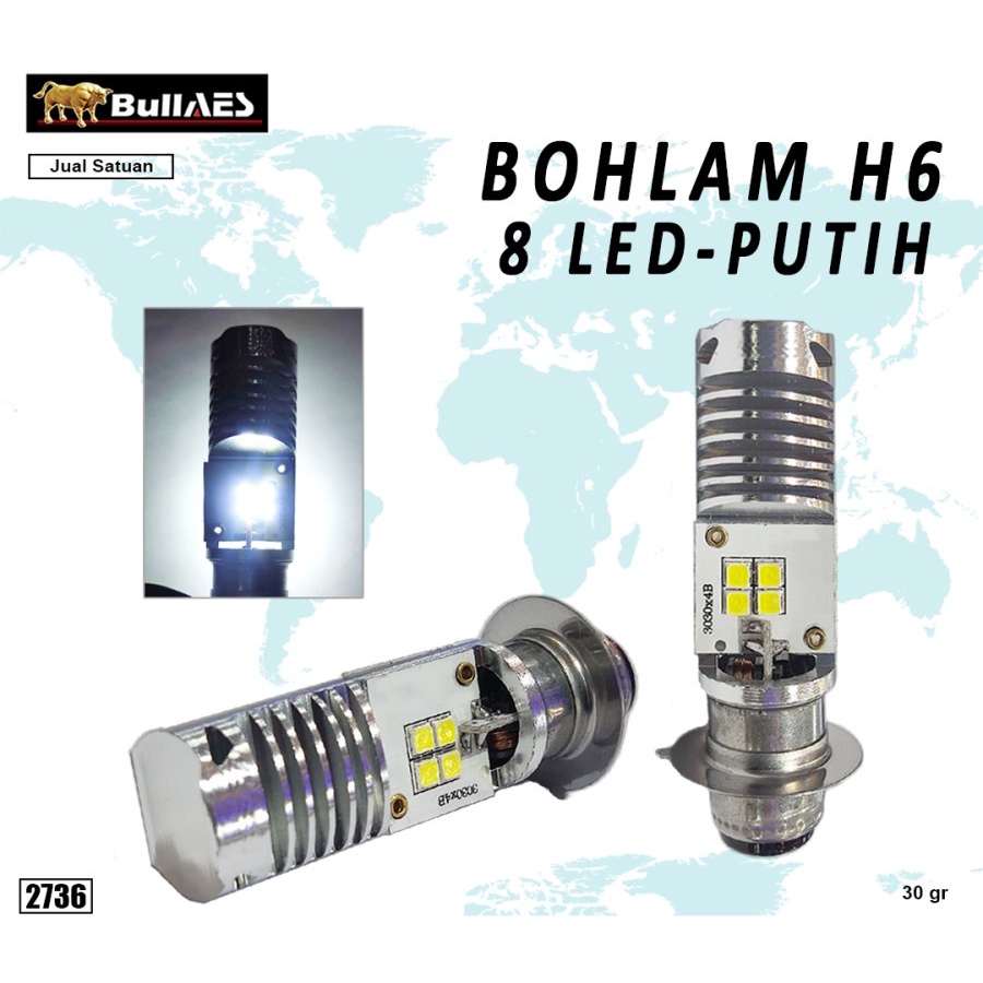 Lampu Depan H6 WM8 PRO 8 Mata Led ACD/DC BULLAES