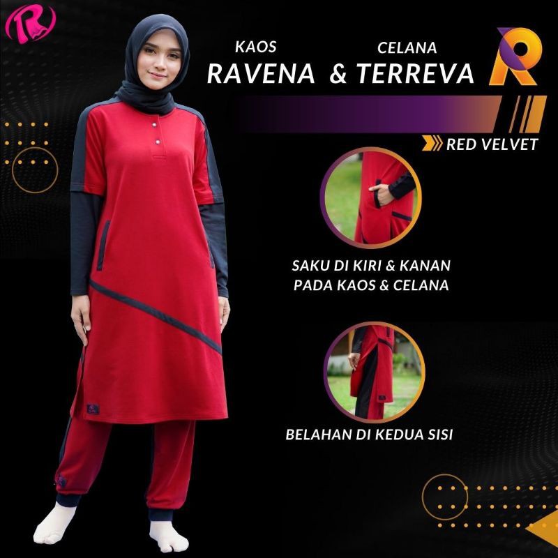 Kaos Olahraga Wanita Muslim Muslimah lengan Panjang Syari Hijab Baju Olahraga Senam Wanita Terreva