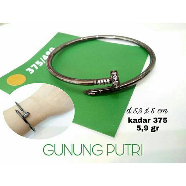 Gelang Oval Slewah Paku Black Gold, kadar 375