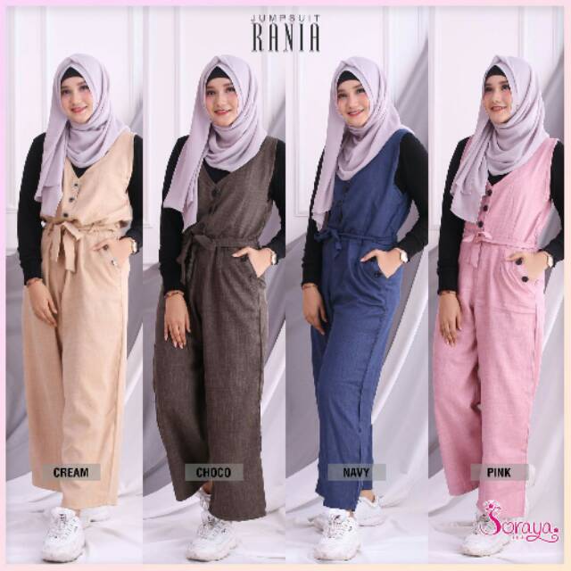 Jumpsuit RANIA By Soraya Hijab | Kulot Jumpsuit Celana Monyet Bahan Katun Cewek Perempuan Wanita Fas