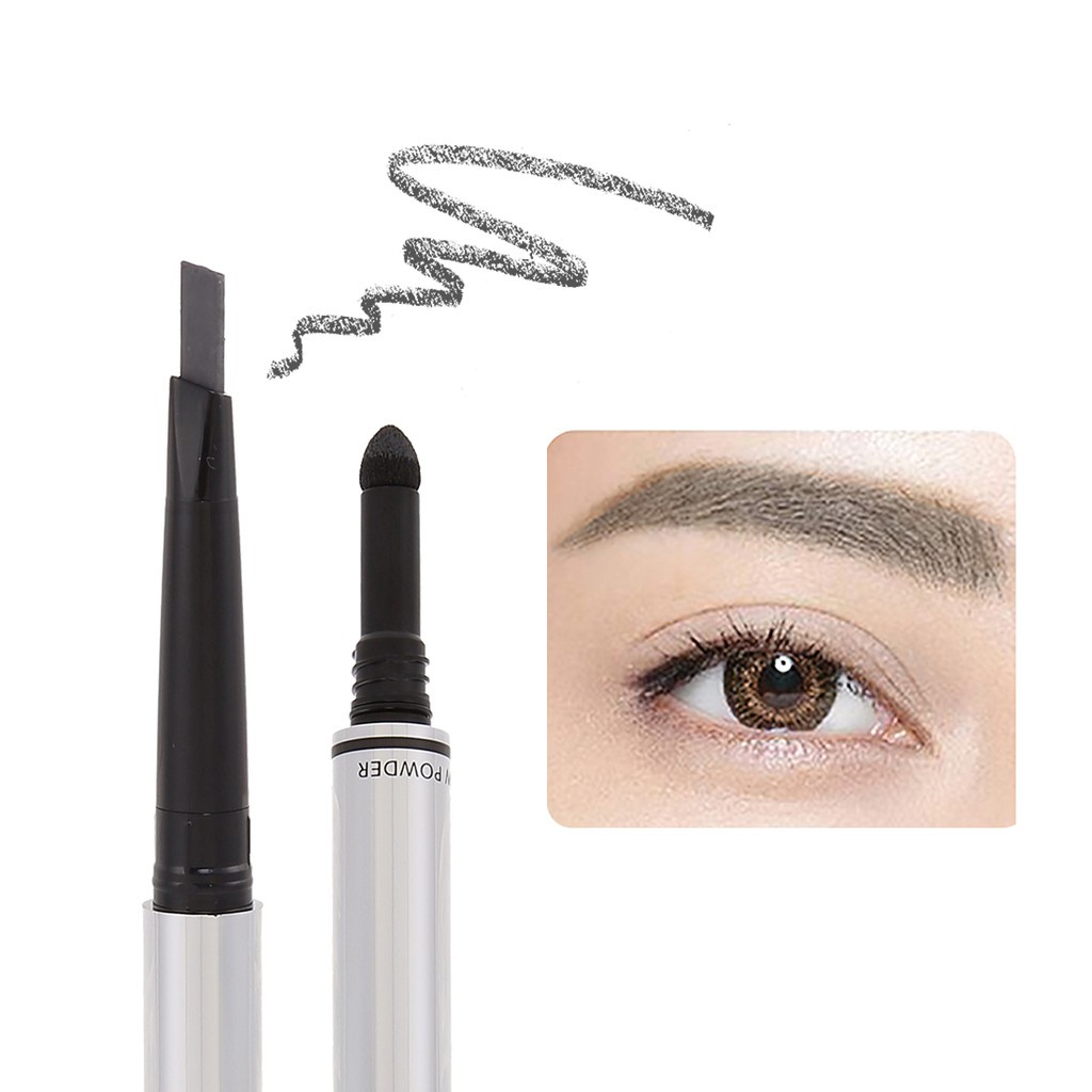 MINISO Pensil Alis Eyebrow Pencil + Eyebrow Powder + Eyebrow Gel(Grey) 3 in 1 Dengan Sekat Brush Ali
