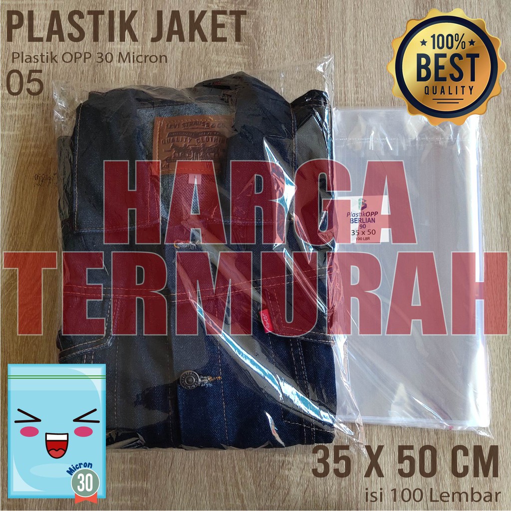 

PLASTIK OPP TEBAL 35 x 50 cm 30 Micron (0,5) PLASTIK KEMASAN GARMENT / PLASTIK JAKET Isi 100 PCS