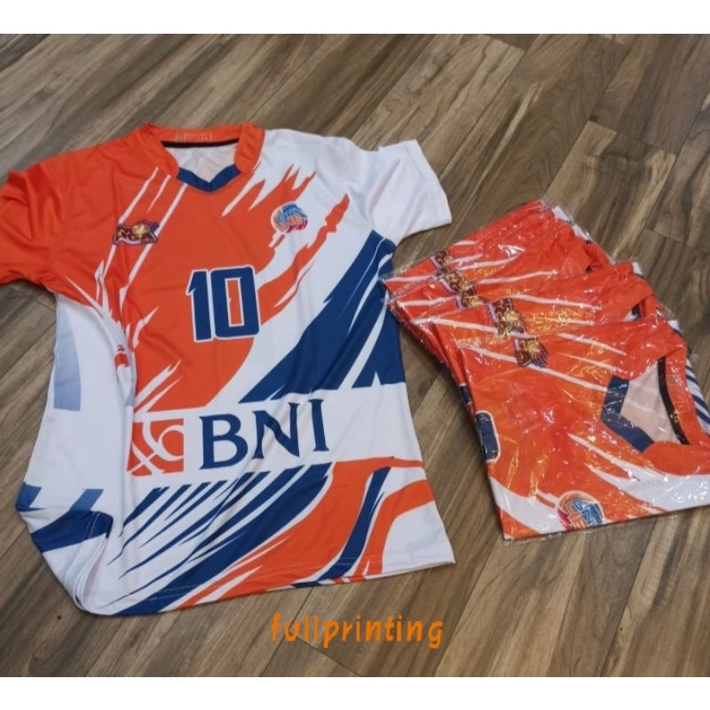 (Bisa cod ) kaos atasan Jersy Bola voli printing new desain BNI 2022 custom nomor