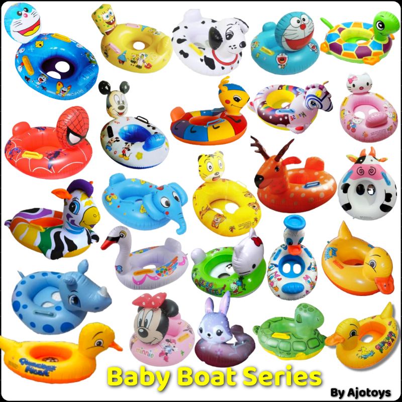 Ban Renang Bayi Pelampung Anak usia 6bln-3thn Karakter Doraemon, Spongebob, turtle, badak, anjing, H