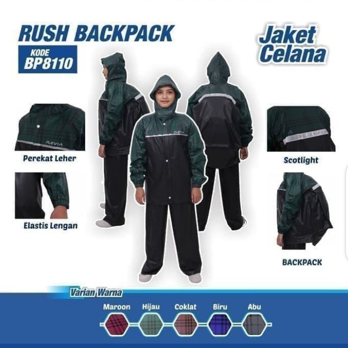 Jas Hujan Jaket Celana Plevia 8110 Rush Backpack