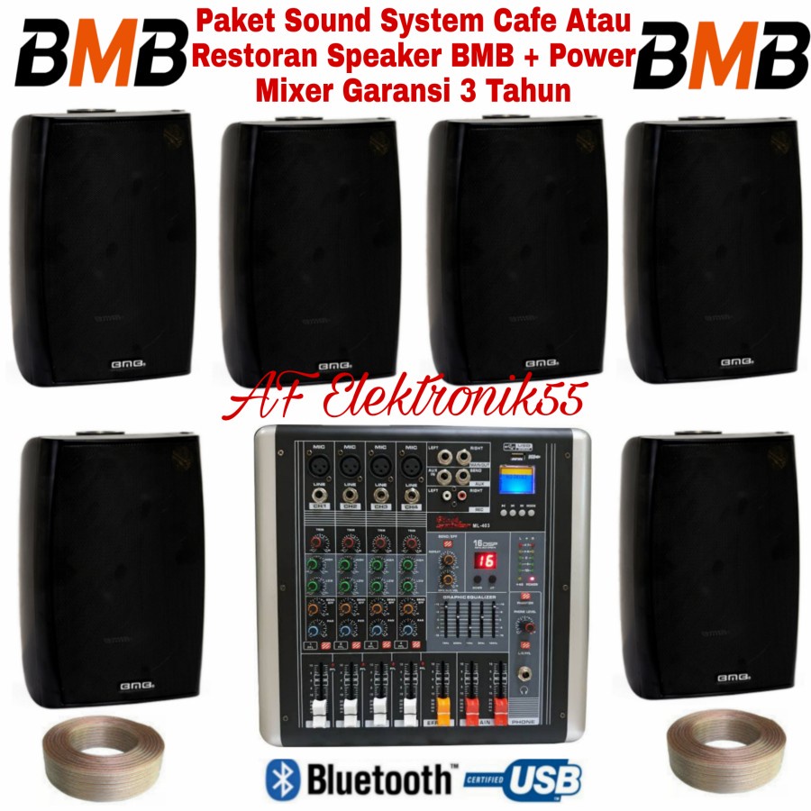 Paket Sound System BMB 6 Unit Speaker BMB + Power Mixer Original