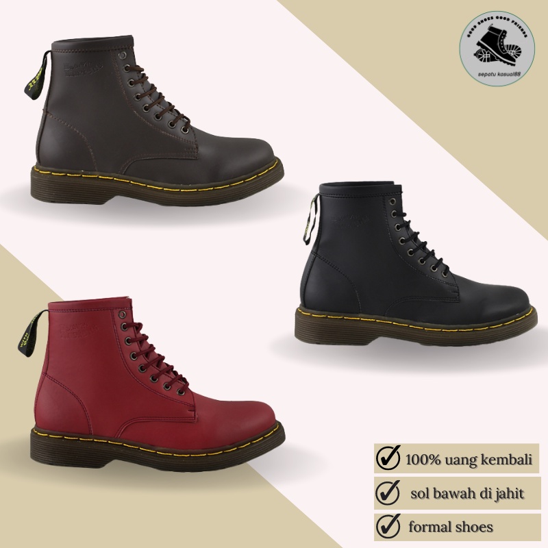 PROMO !! Boots High Shoes Pria dr martens docmart DM high 8 inchi hiking touring hitam bisa cod