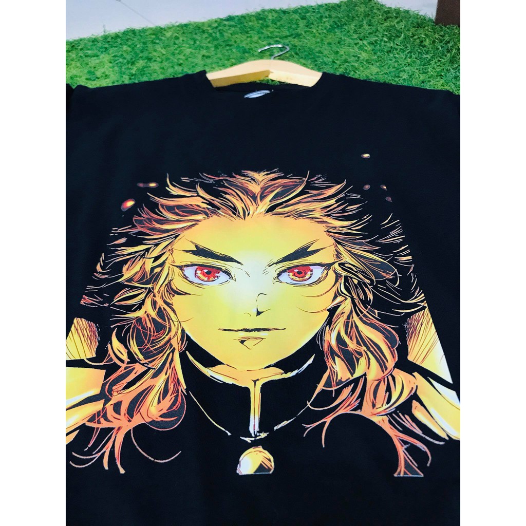 Tshirt Kyojuro Rengoku Black Anime Manga Demon slayer Premium Unisex