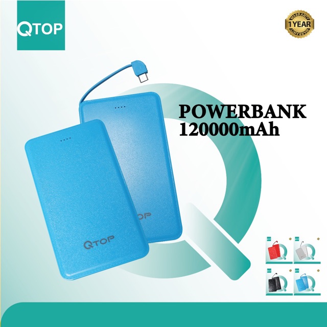 Powerbank QTOP 12000mAh Original V41 GARANSI 1 tahun / Powerbank Slim 12.000mah Original