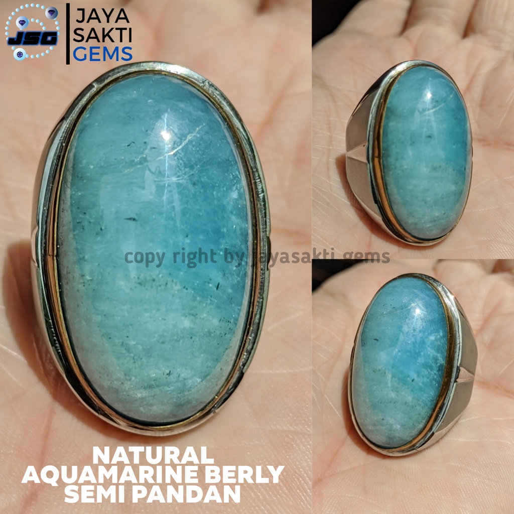 Natural Batu Akik Permata Aquamarine Berly Semi Pandan AMB01