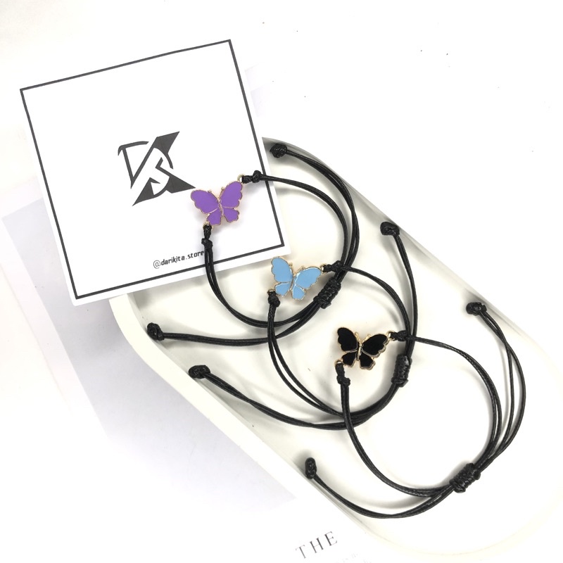 Gelang Tali Kupu Kupu Gelang Aksesoris Wanita Charm Kupu Gelang Couple Pasangan Bestie Persahabatan 