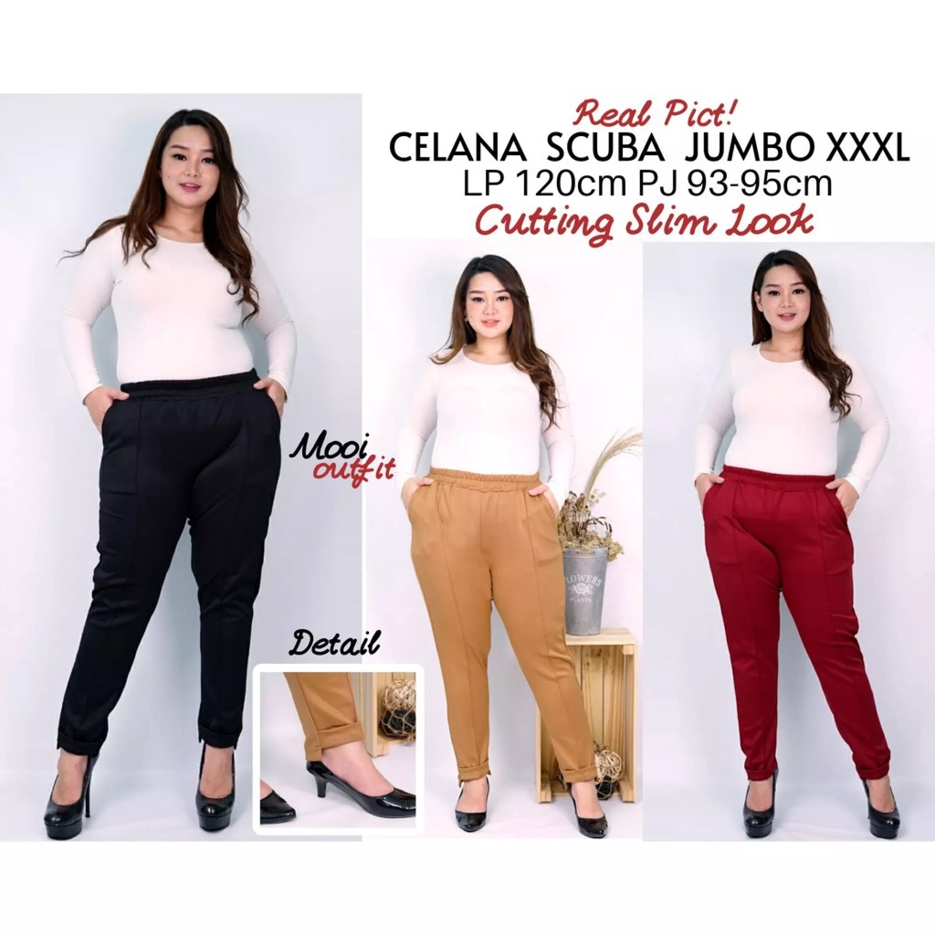 COD Real Pict✅ NIKI DOTY PANTS | Size XL &amp; 4XL BIG SIZE 80kg Ready | Warna Pilihan | Crepe Waffle Tebal &amp; Melar celana panjang wanita/super jumbo/kasual kerja/XXXL